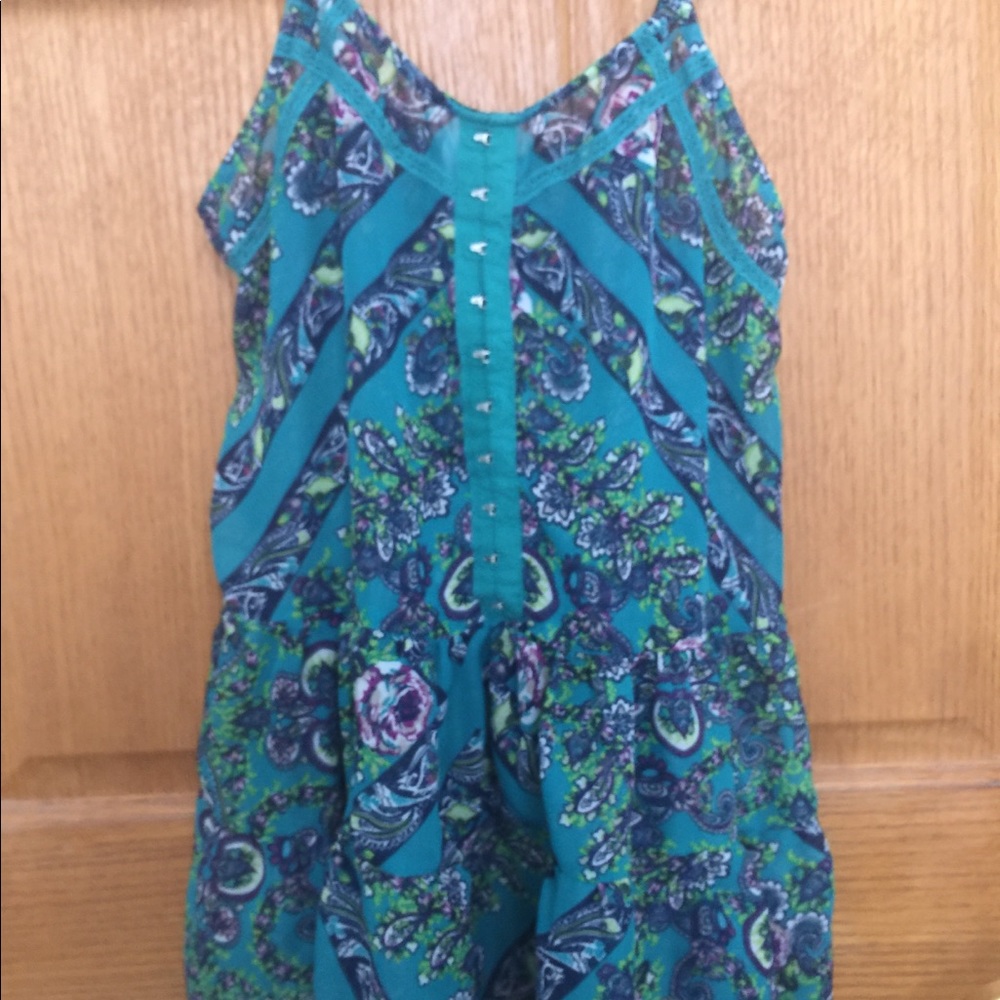 Beautiful blue floral tank top spaghetti strings
